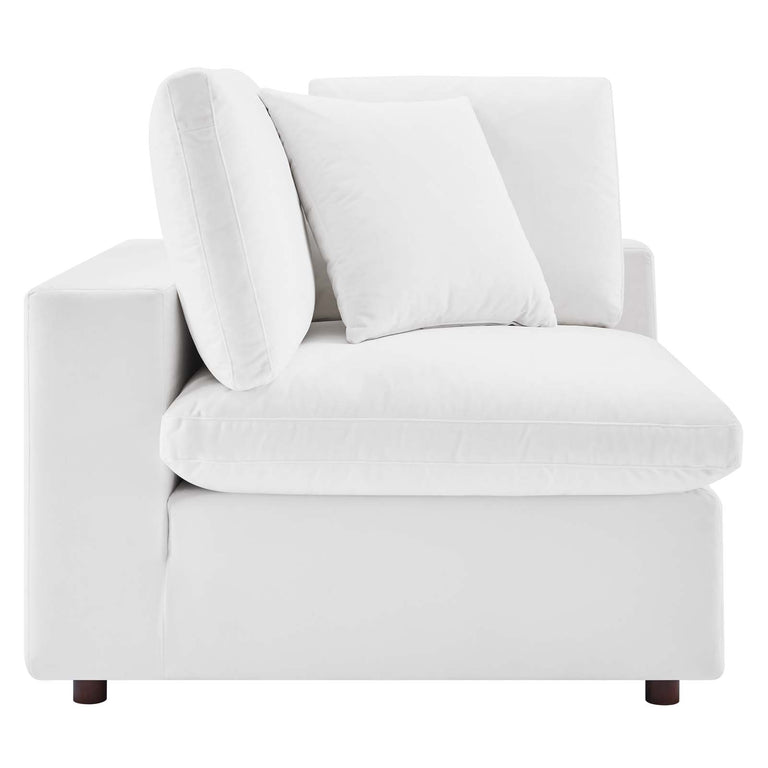 Commix Down Filled Overstuffed Performance Velvet 5-Piece Sectional Sofa in White, EEI-4820-WHI