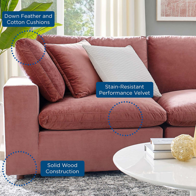 Commix Down Filled Overstuffed Performance Velvet 6-Piece Sectional Sofa in Dusty Rose, EEI-4821-DUS