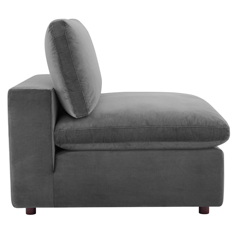 Commix Down Filled Overstuffed Performance Velvet 6-Piece Sectional Sofa in Gray, EEI-4821-GRY