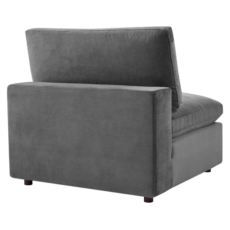 Commix Down Filled Overstuffed Performance Velvet 6-Piece Sectional Sofa in Gray, EEI-4821-GRY