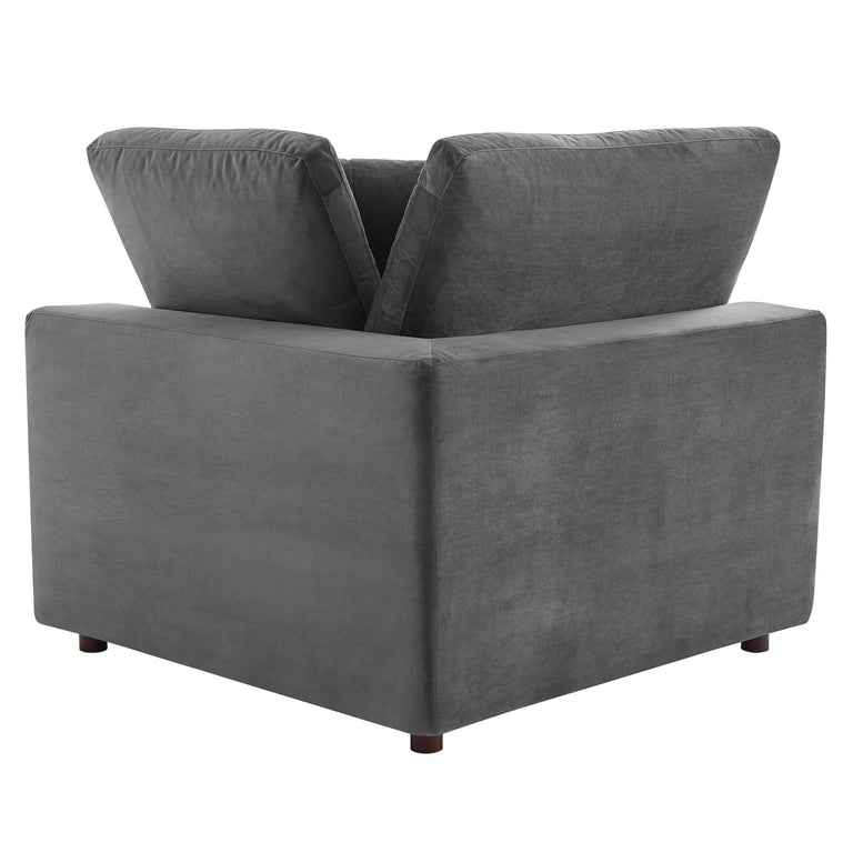 Commix Down Filled Overstuffed Performance Velvet 6-Piece Sectional Sofa in Gray, EEI-4821-GRY