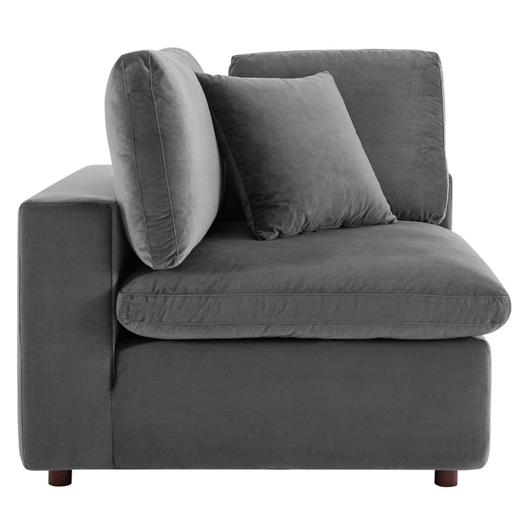 Commix Down Filled Overstuffed Performance Velvet 6-Piece Sectional Sofa in Gray, EEI-4821-GRY