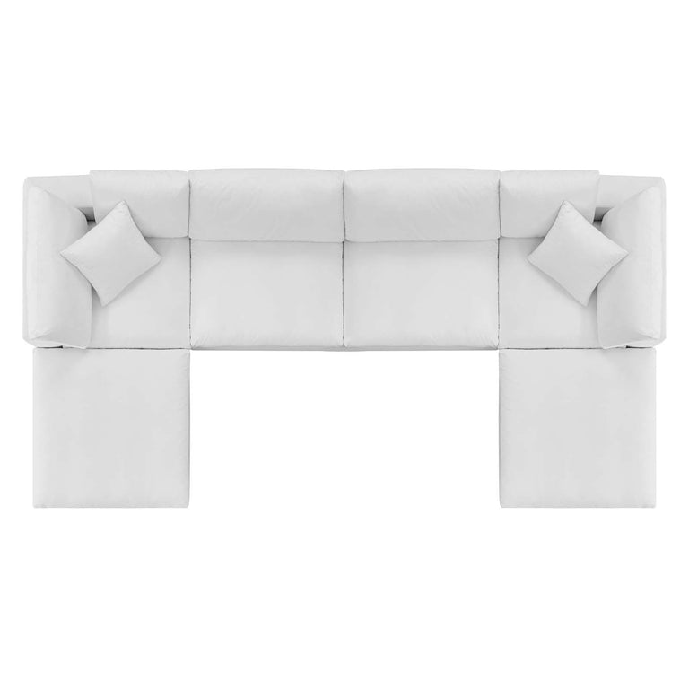 Commix Down Filled Overstuffed Performance Velvet 6-Piece Sectional Sofa in White, EEI-4821-WHI