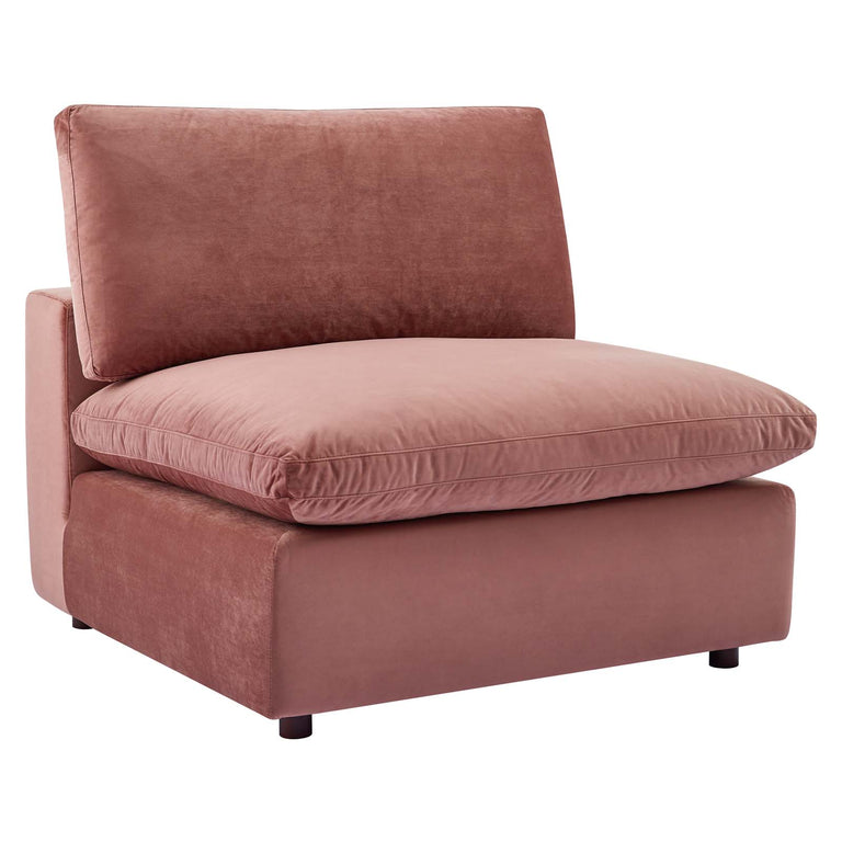 Commix Down Filled Overstuffed Performance Velvet 5-Piece Sectional Sofa in Dusty Rose, EEI-4822-DUS