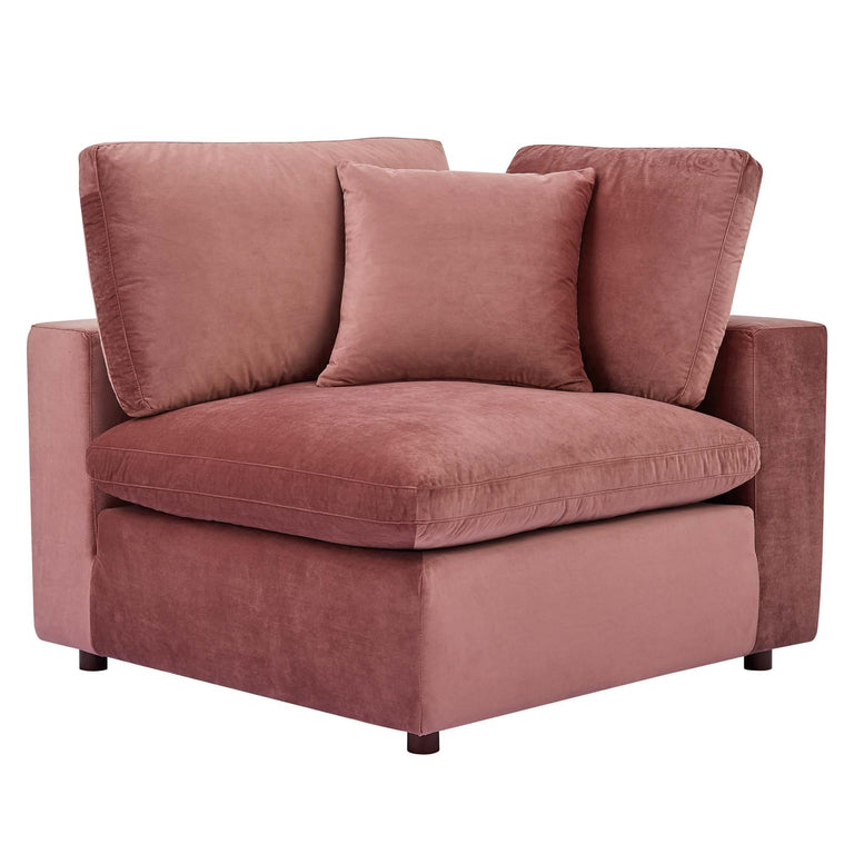 Commix Down Filled Overstuffed Performance Velvet 5-Piece Sectional Sofa in Dusty Rose, EEI-4823-DUS