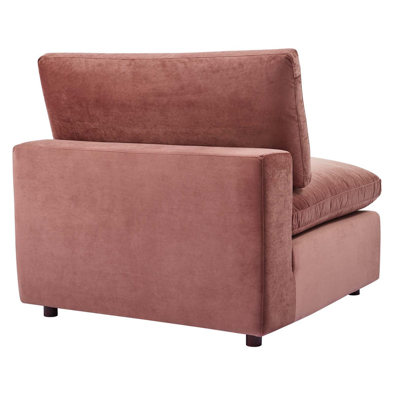 Commix Down Filled Overstuffed Performance Velvet 5-Piece Sectional Sofa in Dusty Rose, EEI-4823-DUS