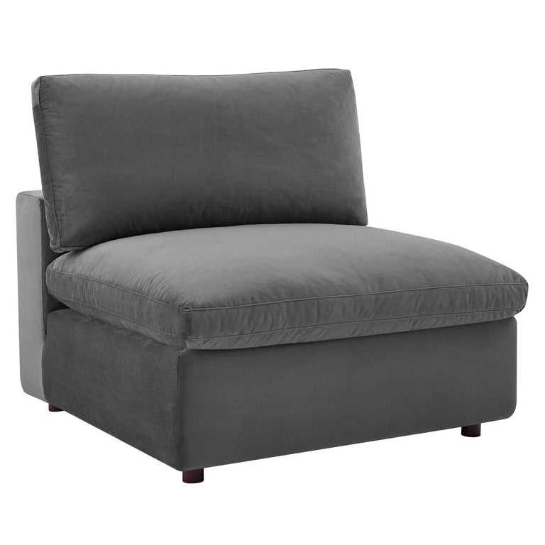 Commix Down Filled Overstuffed Performance Velvet 6-Piece Sectional Sofa in Gray, EEI-4824-GRY