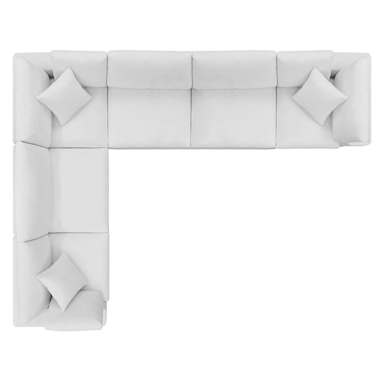 Commix Down Filled Overstuffed Performance Velvet 6-Piece Sectional Sofa in White, EEI-4824-WHI