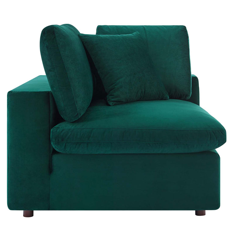 Commix Down Filled Overstuffed Performance Velvet 7-Piece Sectional Sofa in Green, EEI-4825-GRN