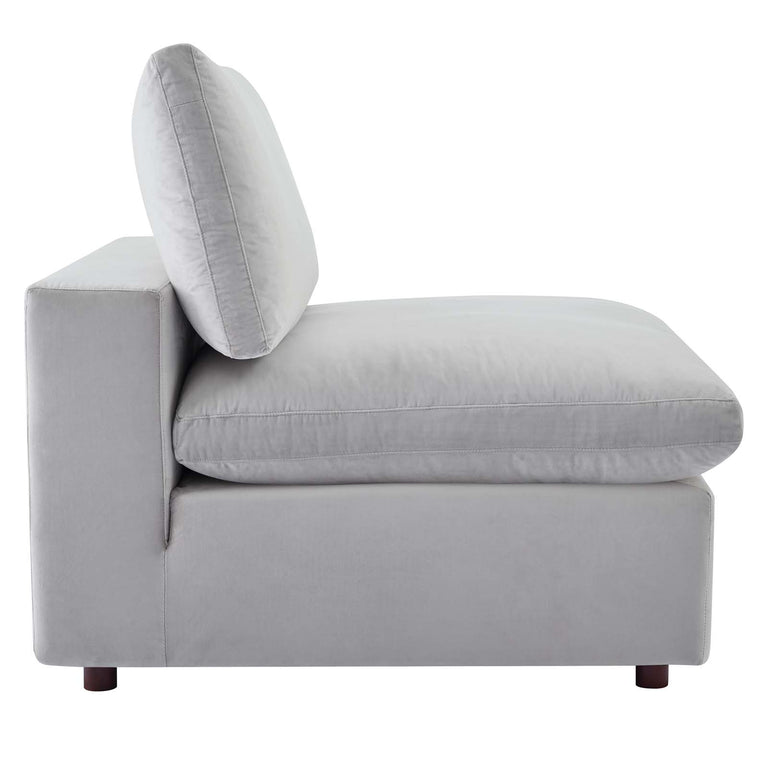 Commix Down Filled Overstuffed Performance Velvet 7-Piece Sectional Sofa in Light Gray, EEI-4825-LGR