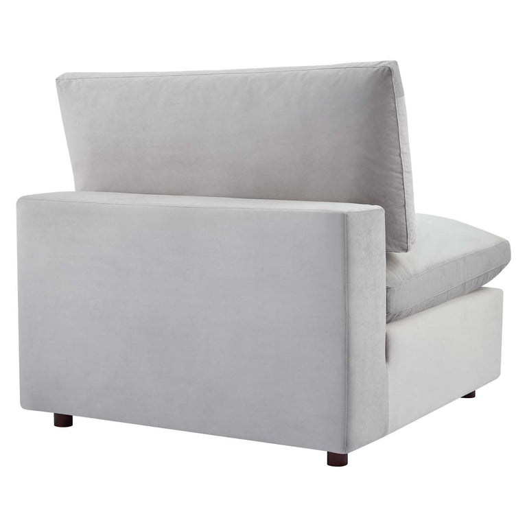 Commix Down Filled Overstuffed Performance Velvet 7-Piece Sectional Sofa in Light Gray, EEI-4825-LGR
