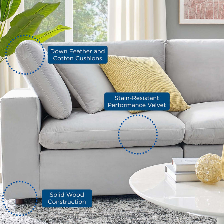 Commix Down Filled Overstuffed Performance Velvet 7-Piece Sectional Sofa in Light Gray, EEI-4825-LGR