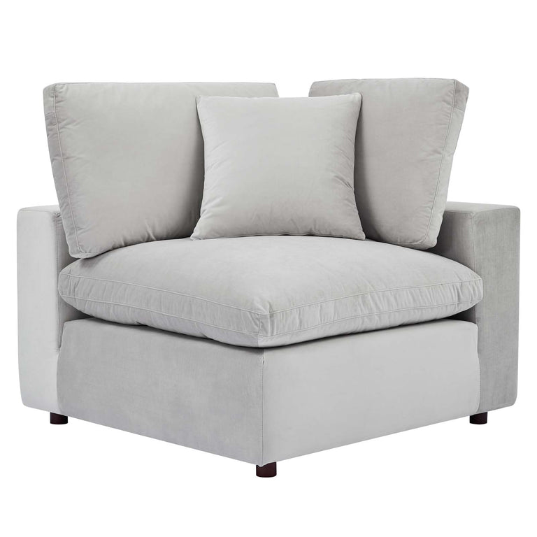Commix Down Filled Overstuffed Performance Velvet 7-Piece Sectional Sofa in Light Gray, EEI-4825-LGR