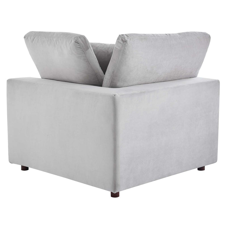 Commix Down Filled Overstuffed Performance Velvet 7-Piece Sectional Sofa in Light Gray, EEI-4825-LGR