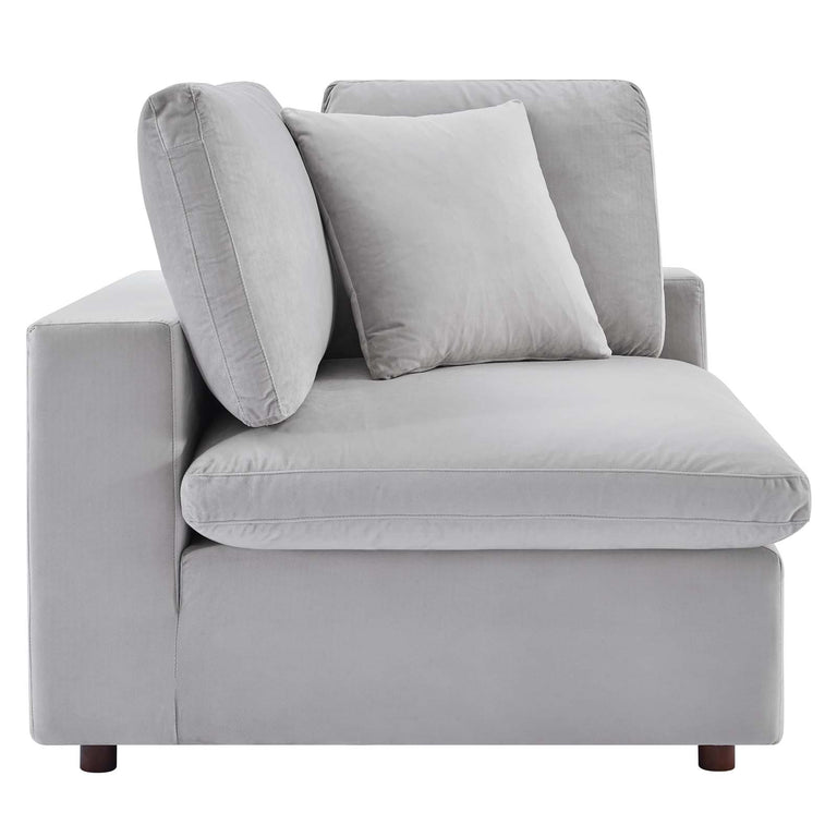 Commix Down Filled Overstuffed Performance Velvet 7-Piece Sectional Sofa in Light Gray, EEI-4825-LGR