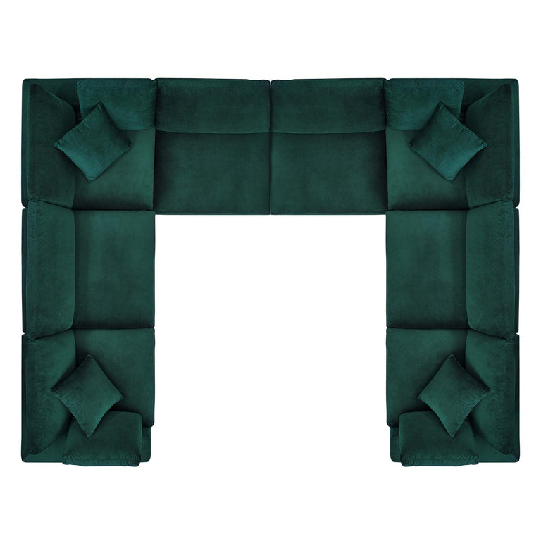 Commix Down Filled Overstuffed Performance Velvet 	8-Piece Sectional Sofa in Green, EEI-4826-GRN