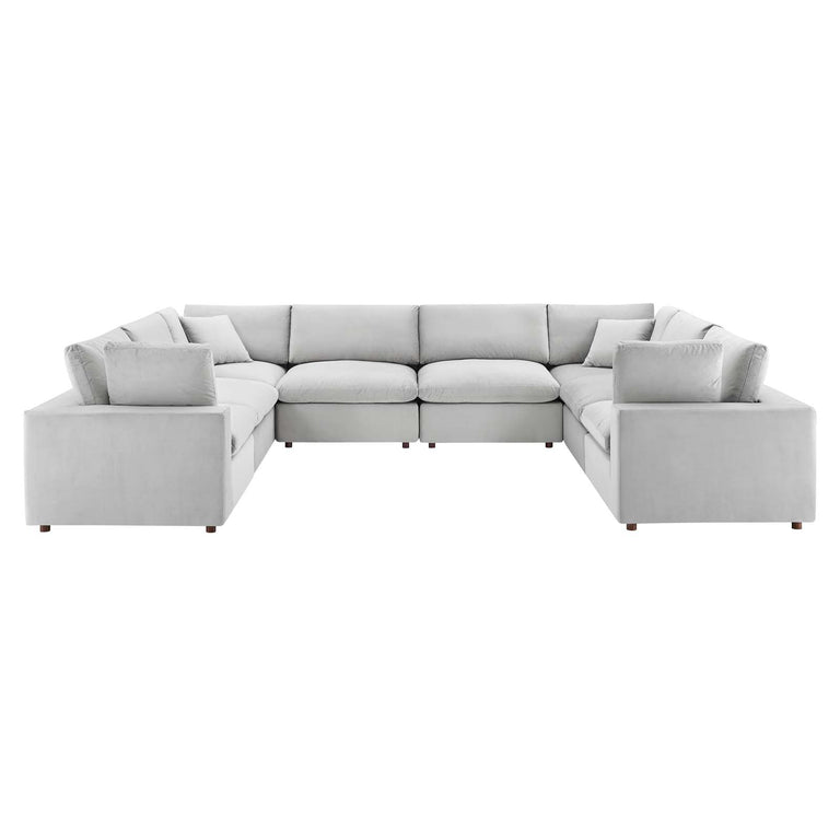 Commix Down Filled Overstuffed Performance Velvet 	8-Piece Sectional Sofa in Light Gray, EEI-4826-LGR
