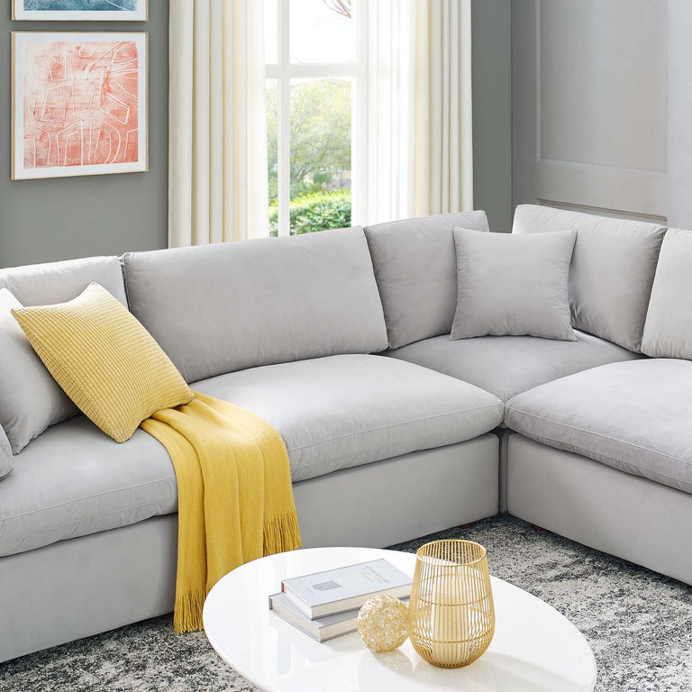 Commix Down Filled Overstuffed Performance Velvet 	8-Piece Sectional Sofa in Light Gray, EEI-4826-LGR
