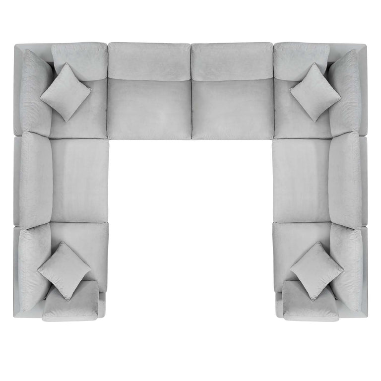 Commix Down Filled Overstuffed Performance Velvet 	8-Piece Sectional Sofa in Light Gray, EEI-4826-LGR