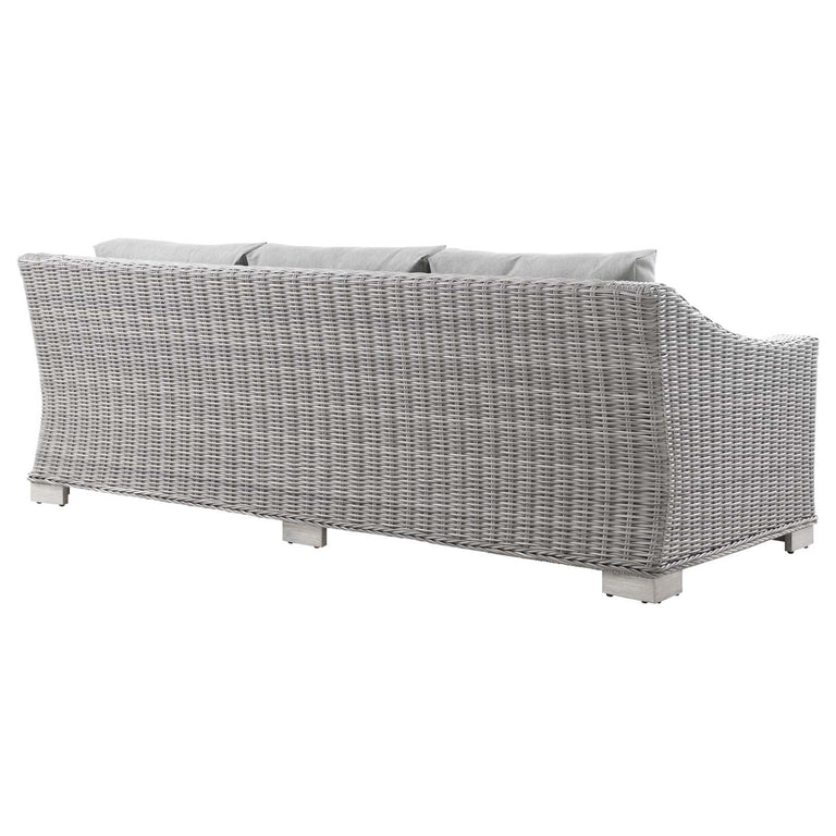 Conway Outdoor Patio Wicker Rattan Sofa in Light Gray Gray, EEI-4842-LGR-GRY