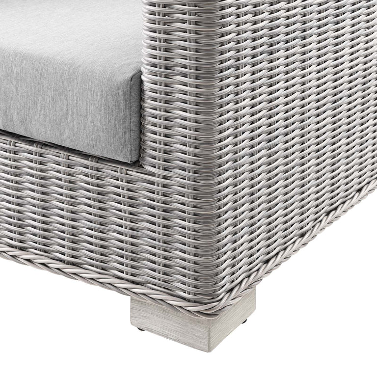 Conway Outdoor Patio Wicker Rattan Sofa in Light Gray Gray, EEI-4842-LGR-GRY