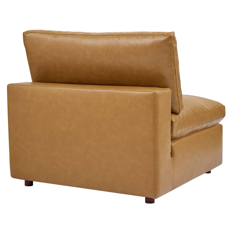 Commix Down Filled Overstuffed Vegan Leather 3-Seater Sofa in Tan, EEI-4914-TAN