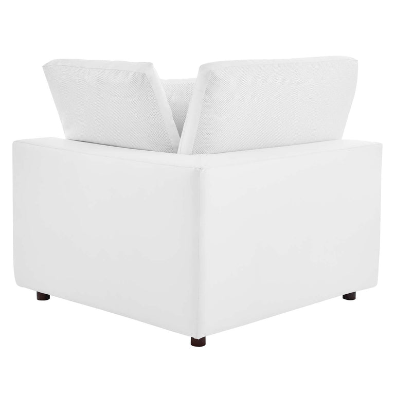 Commix Down Filled Overstuffed Vegan Leather 4-Piece Sectional Sofa in White, EEI-4915-WHI