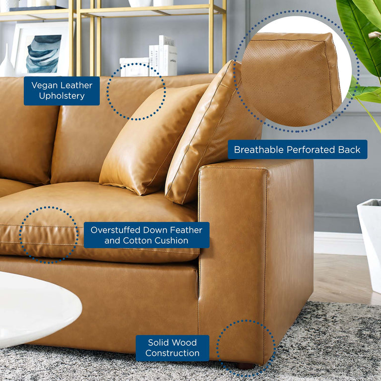 Commix Down Filled Overstuffed Vegan Leather 6-Piece Sectional Sofa in Tan, EEI-4918-TAN