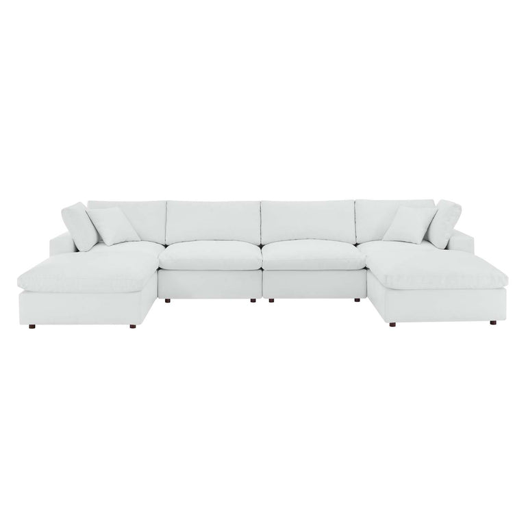 Commix Down Filled Overstuffed Vegan Leather 6-Piece Sectional Sofa in White, EEI-4918-WHI