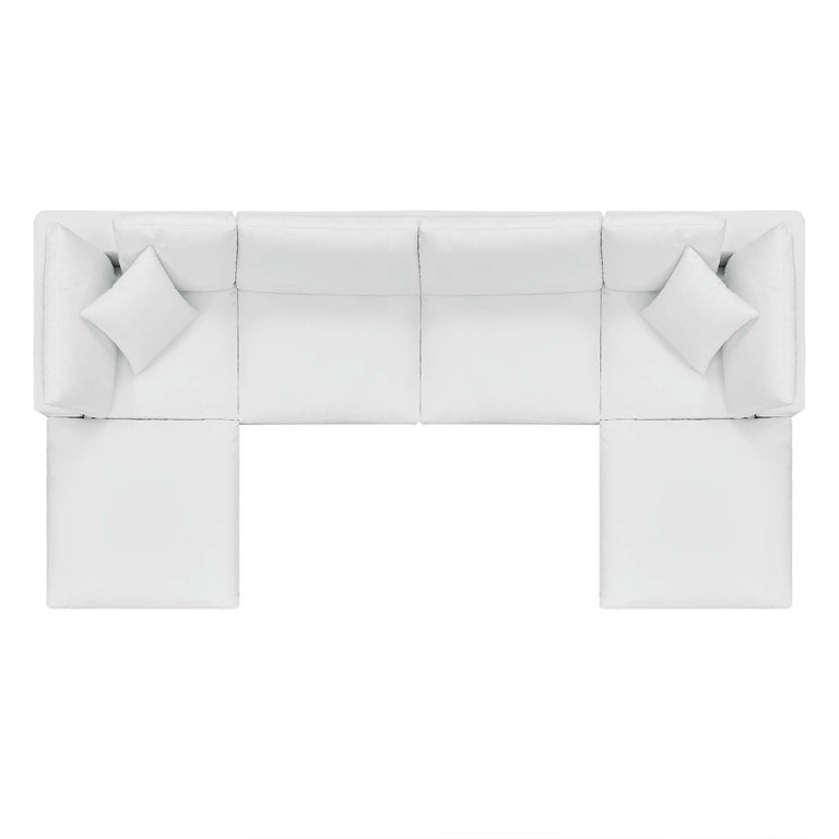 Commix Down Filled Overstuffed Vegan Leather 6-Piece Sectional Sofa in White, EEI-4918-WHI