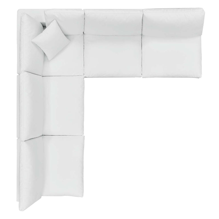 Commix Down Filled Overstuffed Vegan Leather 5-Piece Sectional Sofa in White, EEI-4919-WHI
