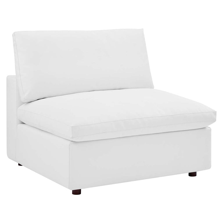 Commix Down Filled Overstuffed Vegan Leather 5-Piece Sectional Sofa in White, EEI-4919-WHI