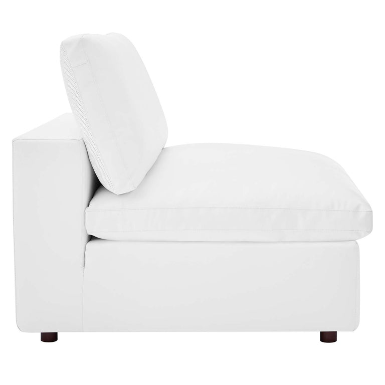 Commix Down Filled Overstuffed Vegan Leather 5-Piece Sectional Sofa in White, EEI-4919-WHI