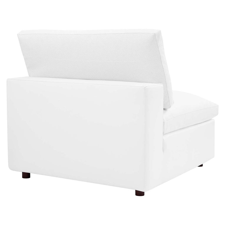 Commix Down Filled Overstuffed Vegan Leather 5-Piece Sectional Sofa in White, EEI-4919-WHI