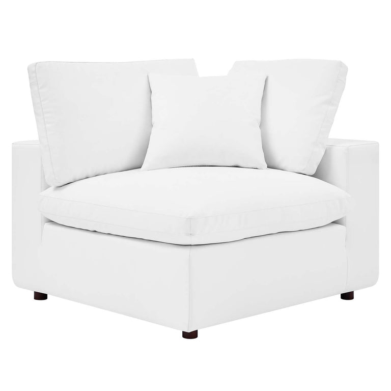 Commix Down Filled Overstuffed Vegan Leather 5-Piece Sectional Sofa in White, EEI-4919-WHI