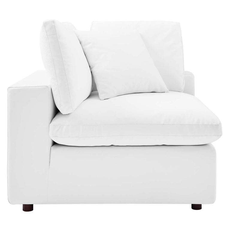 Commix Down Filled Overstuffed Vegan Leather 5-Piece Sectional Sofa in White, EEI-4919-WHI
