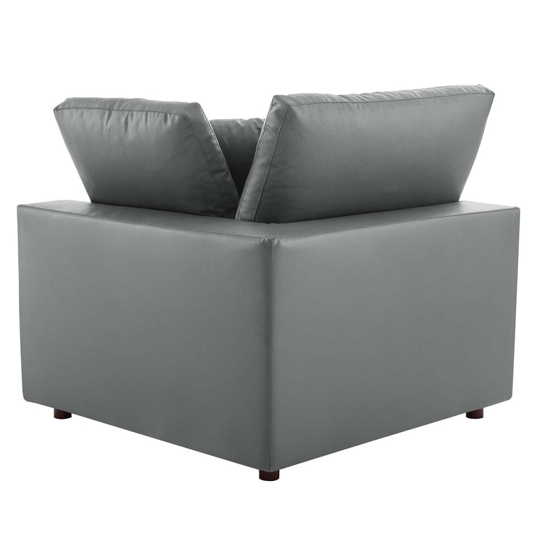 Commix Down Filled Overstuffed Vegan Leather 7-Piece Sectional Sofa in Gray, EEI-4922-GRY