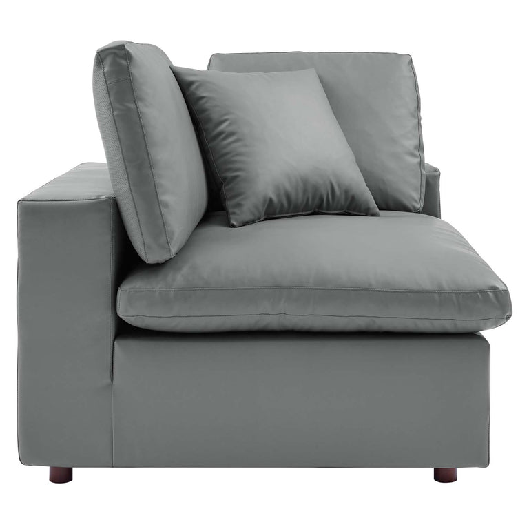 Commix Down Filled Overstuffed Vegan Leather 7-Piece Sectional Sofa in Gray, EEI-4922-GRY