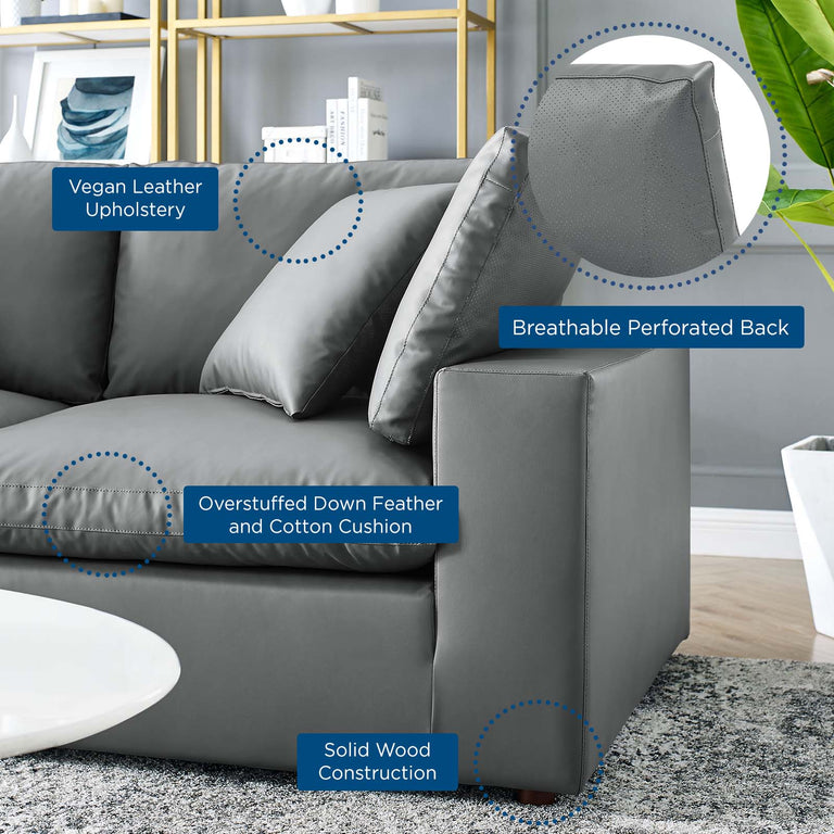 Commix Down Filled Overstuffed Vegan Leather 7-Piece Sectional Sofa in Gray, EEI-4922-GRY