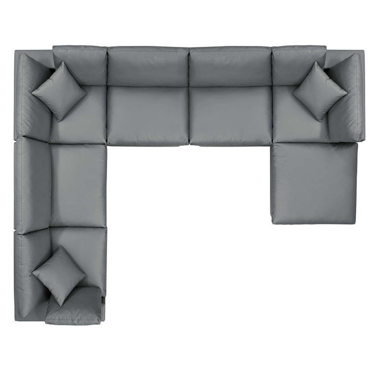 Commix Down Filled Overstuffed Vegan Leather 7-Piece Sectional Sofa in Gray, EEI-4922-GRY