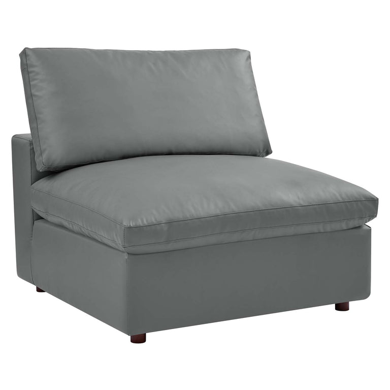 Commix Down Filled Overstuffed Vegan Leather 7-Piece Sectional Sofa in Gray, EEI-4922-GRY