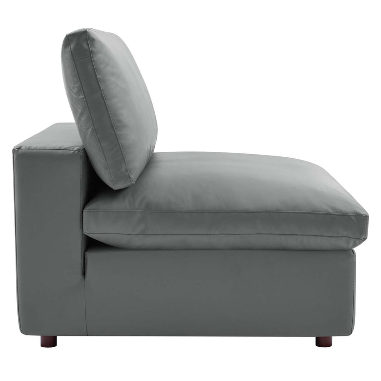 Commix Down Filled Overstuffed Vegan Leather 7-Piece Sectional Sofa in Gray, EEI-4922-GRY