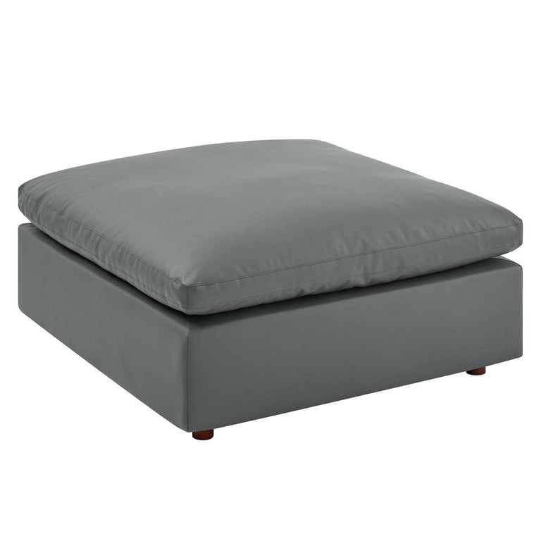 Commix Down Filled Overstuffed Vegan Leather 7-Piece Sectional Sofa in Gray, EEI-4922-GRY