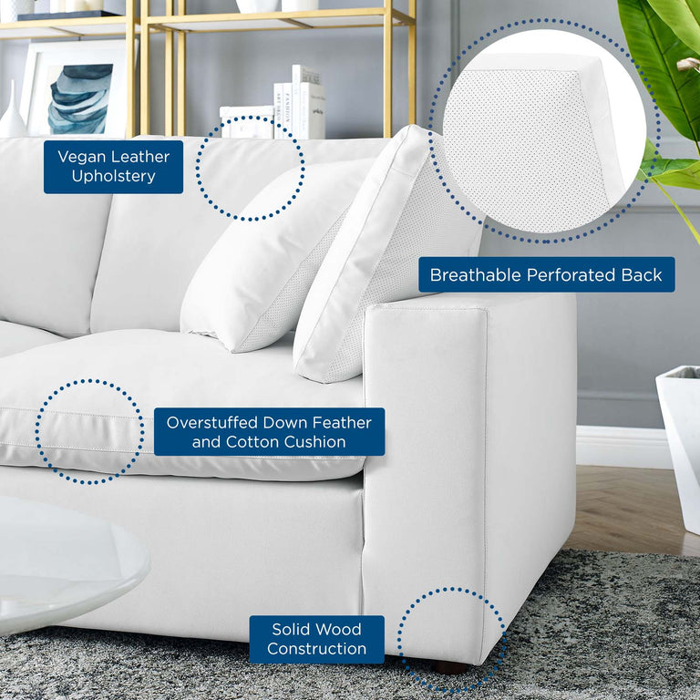 Commix Down Filled Overstuffed Vegan Leather 7-Piece Sectional Sofa in White, EEI-4922-WHI