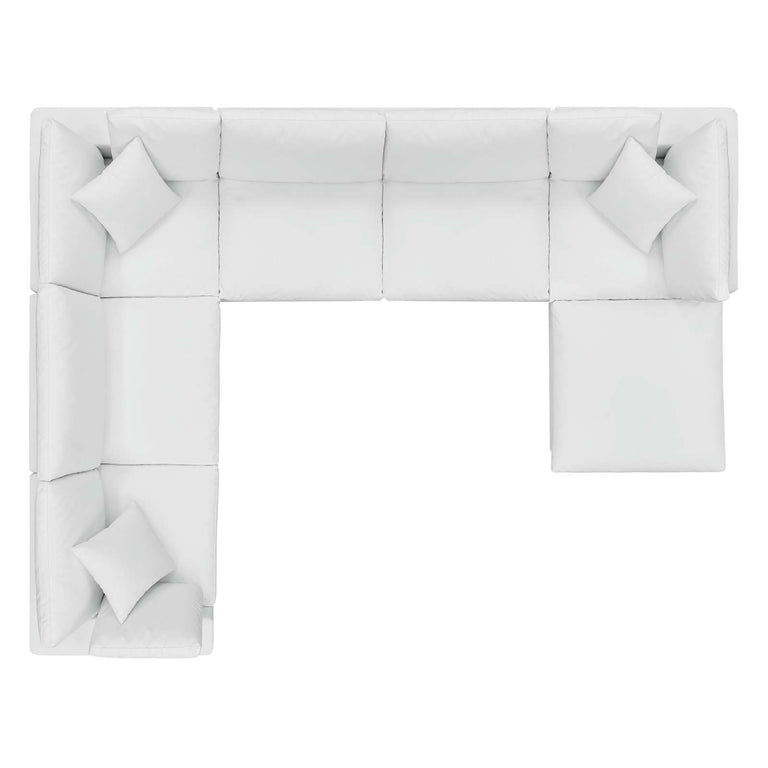 Commix Down Filled Overstuffed Vegan Leather 7-Piece Sectional Sofa in White, EEI-4922-WHI