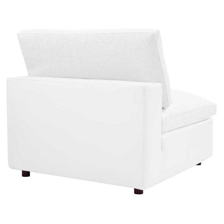 Commix Down Filled Overstuffed Vegan Leather 7-Piece Sectional Sofa in White, EEI-4922-WHI