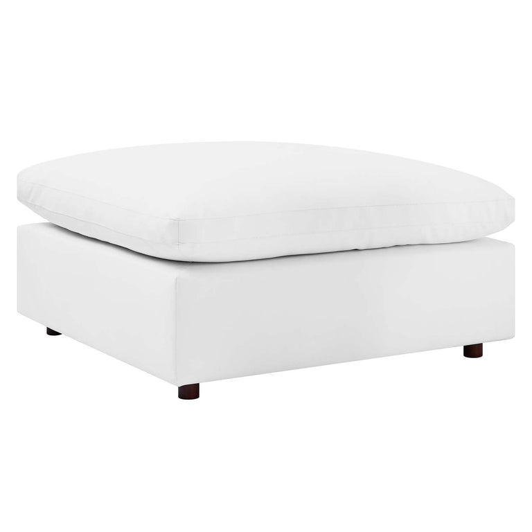 Commix Down Filled Overstuffed Vegan Leather 7-Piece Sectional Sofa in White, EEI-4922-WHI