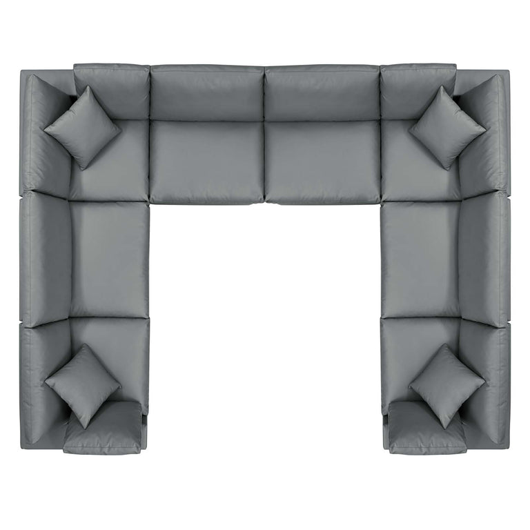 Commix Down Filled Overstuffed Vegan Leather 8-Piece Sectional Sofa in Gray, EEI-4923-GRY