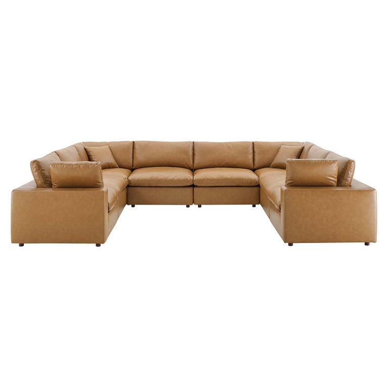 Commix Down Filled Overstuffed Vegan Leather 8-Piece Sectional Sofa in Tan, EEI-4923-TAN
