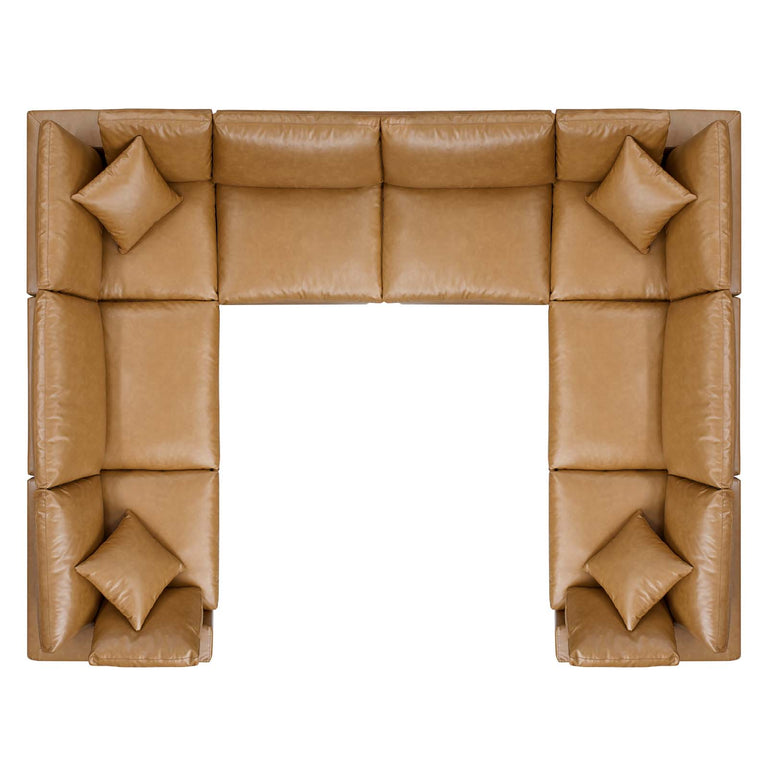 Commix Down Filled Overstuffed Vegan Leather 8-Piece Sectional Sofa in Tan, EEI-4923-TAN